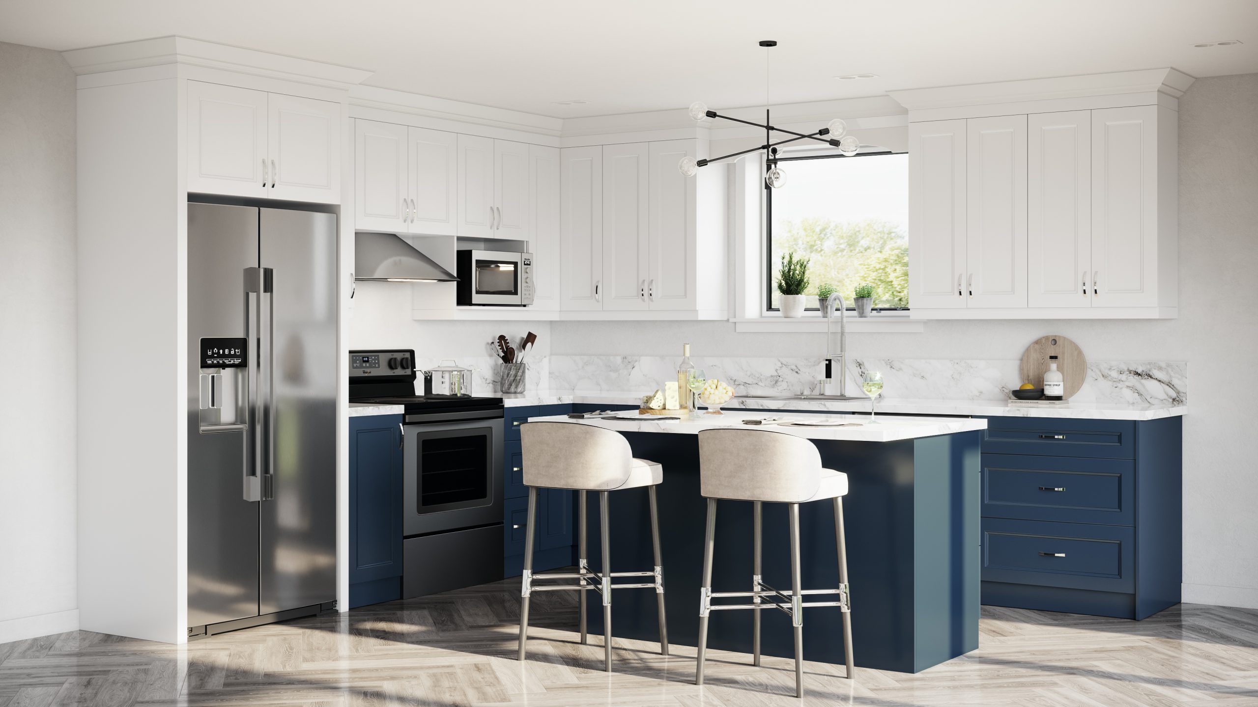 Todays Designer Kitchens Bermuda-white-and-midnight-blue-V1-1-scaled Kitchen Cabinet Colour Trends 