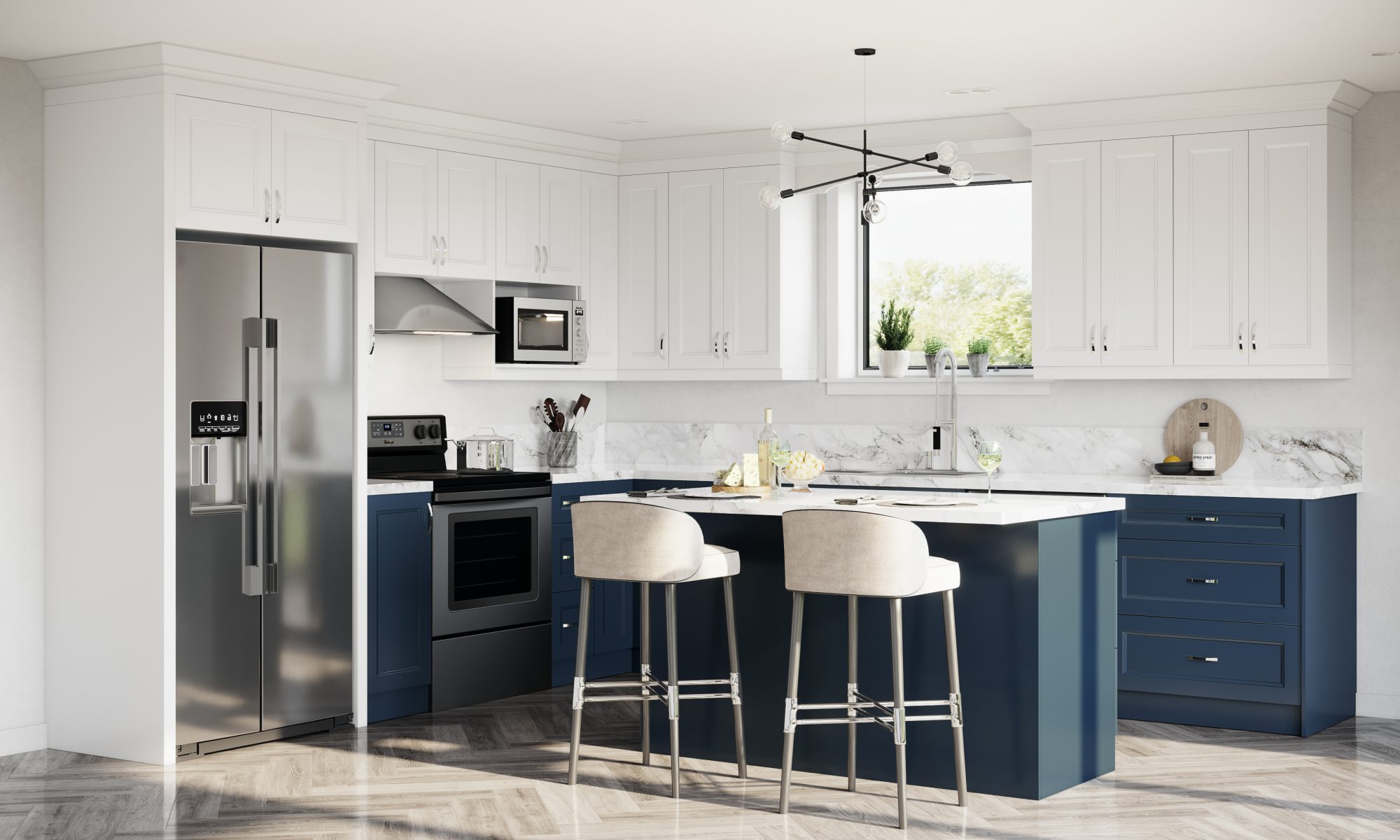 Todays Designer Kitchens Bermuda-white-and-midnight-blue-V1-2000x1200 Important Questions to Ask Before Your Remodel the Kitchen 