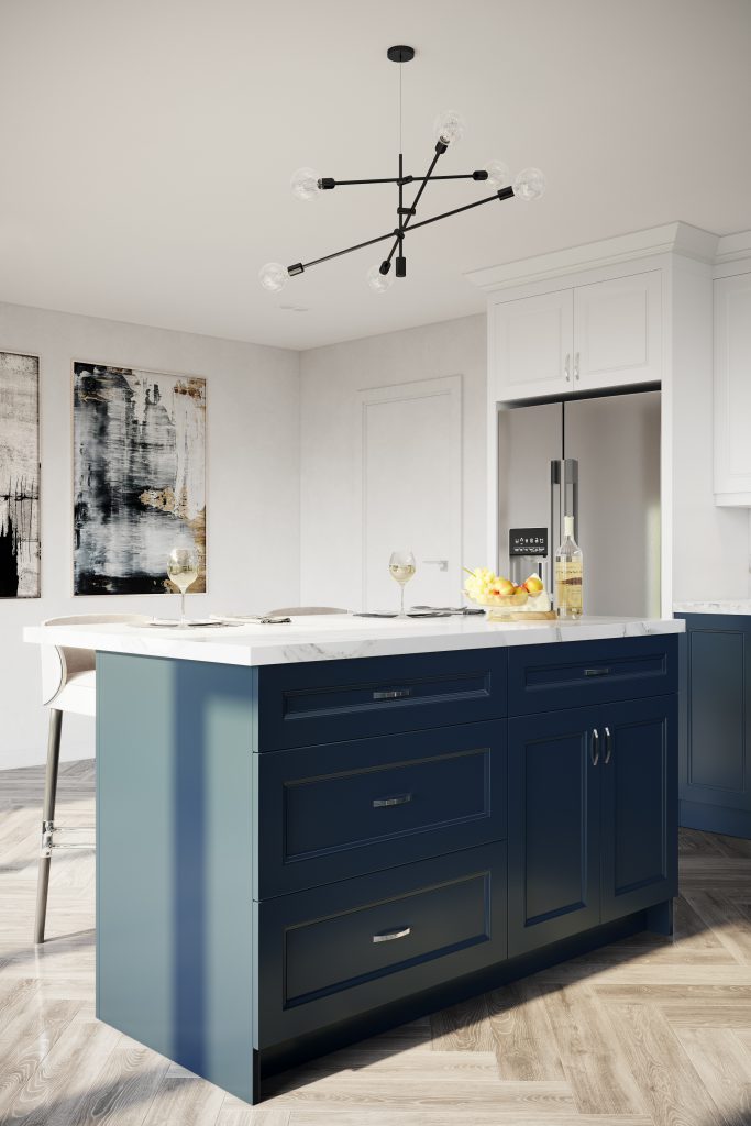 Todays Designer Kitchens Bermuda-white-and-midnight-blue-V2-683x1024 Why Dark Kitchen Cabinets May Be a Great Choice for Your Kitchen 