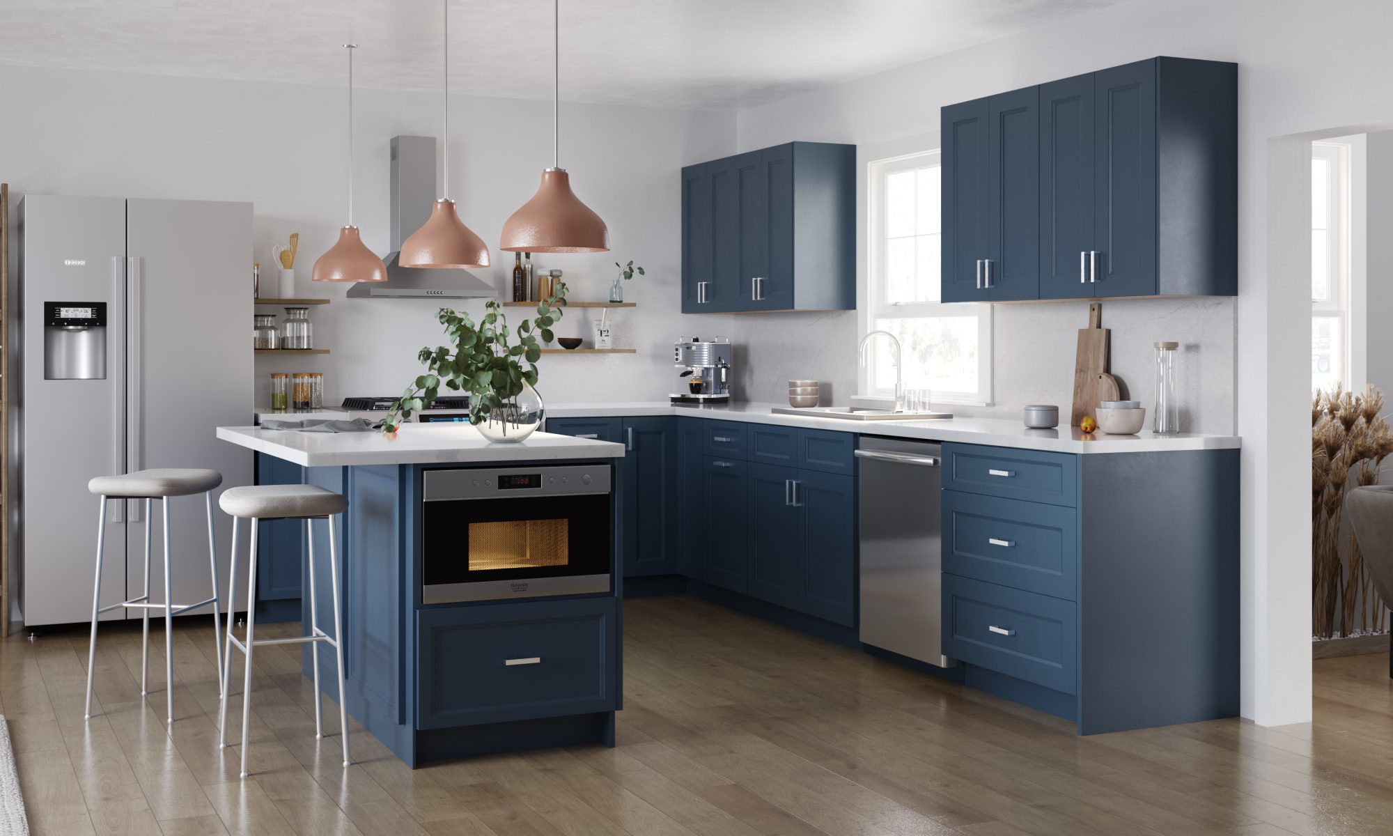 Todays Designer Kitchens Small-midnight-blue-kitchen-2000x1200 Why Dark Kitchen Cabinets May Be a Great Choice for Your Kitchen 