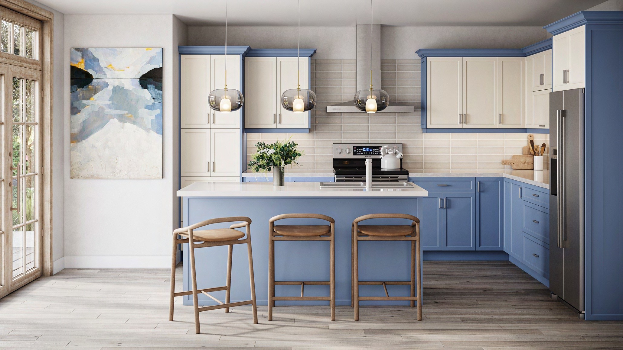 Todays Designer Kitchens ALBY-BLUE-PORCELAIN Stress Free Kitchen Remodels Start Here 